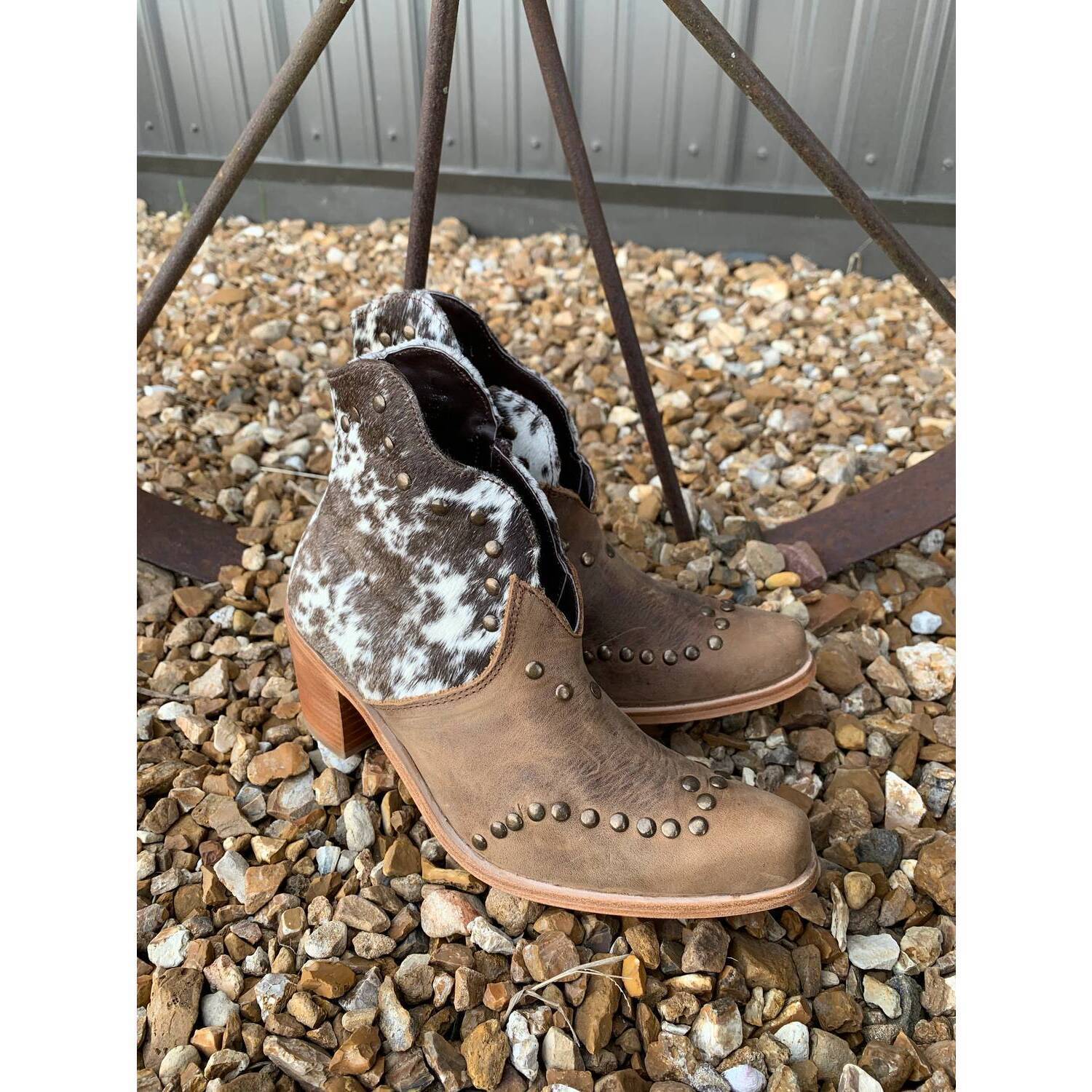 New Agave Sky Women's The Studded Decibel Booties In Brown